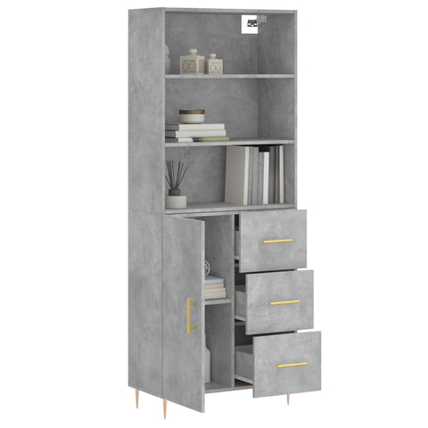 vidaXL Highboard Betongrau 69,5x34x180 cm Holzwerkstoff