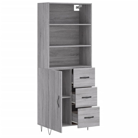 vidaXL Highboard Grau Sonoma 69,5x34x180 cm Holzwerkstoff