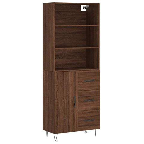 vidaXL Highboard Braun Eichen-Optik 69,5x34x180 cm Holzwerkstoff