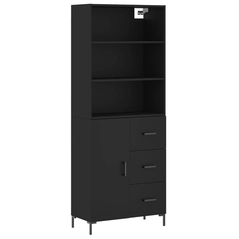 vidaXL Highboard Schwarz 69,5x34x180 cm Holzwerkstoff