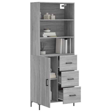 vidaXL Highboard Grau Sonoma 69,5x34x180 cm Holzwerkstoff