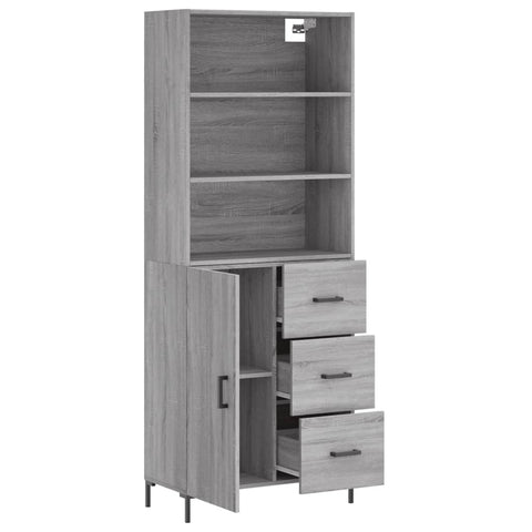 vidaXL Highboard Grau Sonoma 69,5x34x180 cm Holzwerkstoff