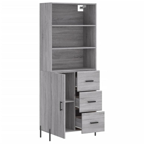 vidaXL Highboard Grau Sonoma 69,5x34x180 cm Holzwerkstoff