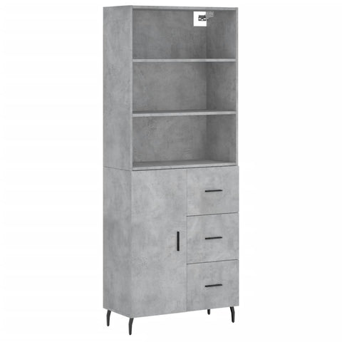 vidaXL Highboard Betongrau 69,5x34x180 cm Holzwerkstoff