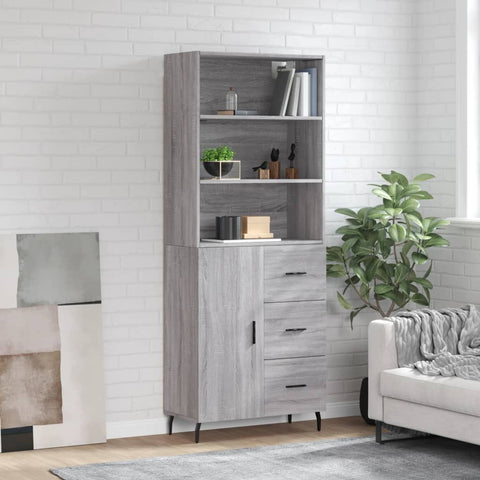 vidaXL Highboard Grau Sonoma 69,5x34x180 cm Holzwerkstoff