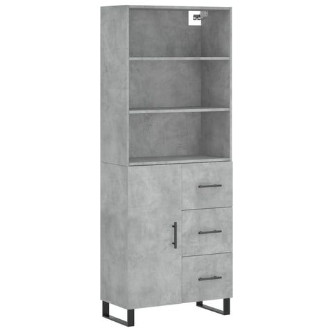 vidaXL Highboard Betongrau 69,5x34x180 cm Holzwerkstoff