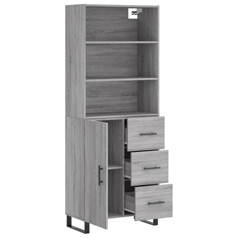 vidaXL Highboard Grau Sonoma 69,5x34x180 cm Holzwerkstoff