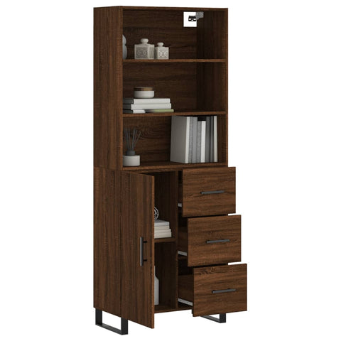 vidaXL Highboard Braun Eichen-Optik 69,5x34x180 cm Holzwerkstoff