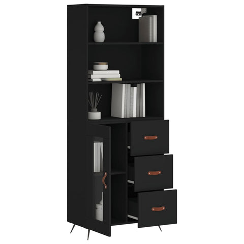 vidaXL Highboard Schwarz 69,5x34x180 cm Holzwerkstoff