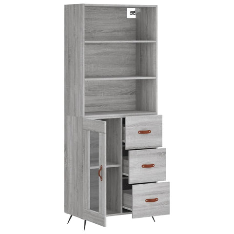 vidaXL Highboard Grau Sonoma 69,5x34x180 cm Holzwerkstoff