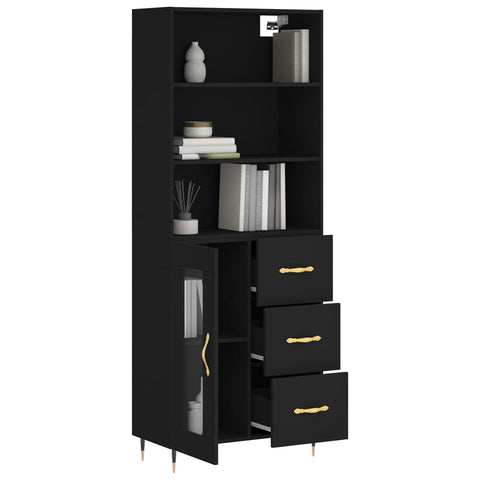 vidaXL Highboard Schwarz 69,5x34x180 cm Holzwerkstoff