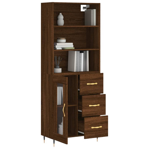 vidaXL Highboard Braun Eichen-Optik 69,5x34x180 cm Holzwerkstoff