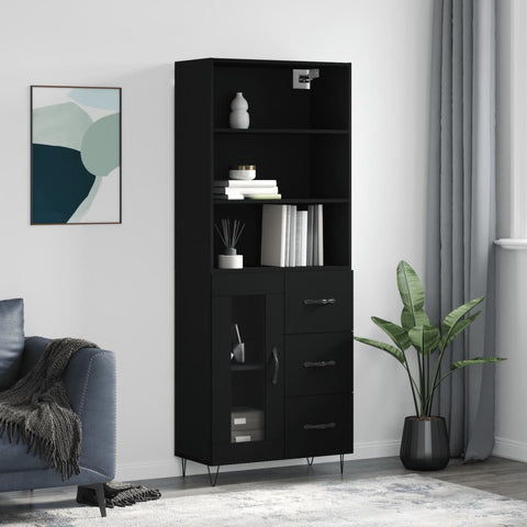 vidaXL Highboard Schwarz 69,5x34x180 cm Holzwerkstoff