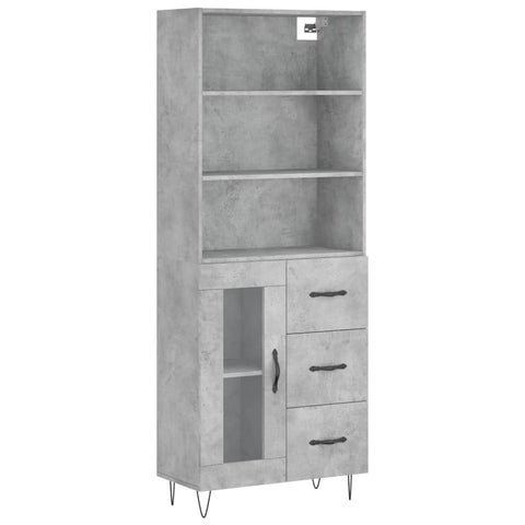 vidaXL Highboard Betongrau 69,5x34x180 cm Holzwerkstoff