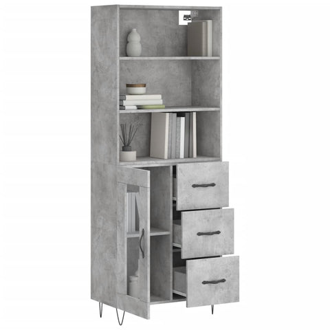 vidaXL Highboard Betongrau 69,5x34x180 cm Holzwerkstoff