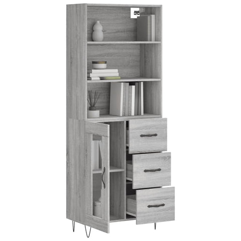 vidaXL Highboard Grau Sonoma 69,5x34x180 cm Holzwerkstoff