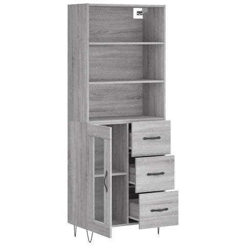 vidaXL Highboard Grau Sonoma 69,5x34x180 cm Holzwerkstoff