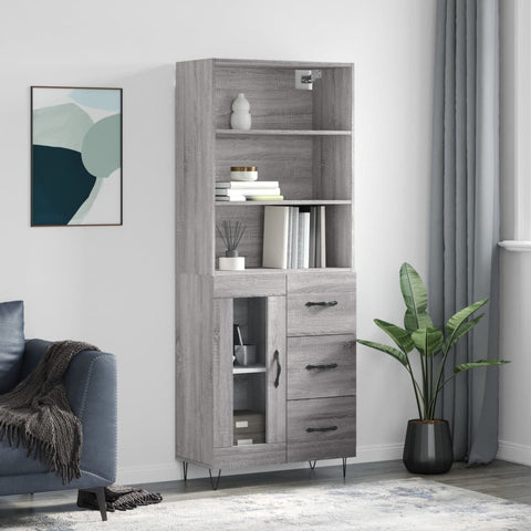 vidaXL Highboard Grau Sonoma 69,5x34x180 cm Holzwerkstoff