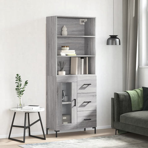 vidaXL Highboard Grau Sonoma 69,5x34x180 cm Holzwerkstoff