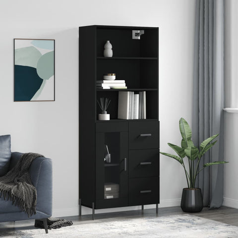 vidaXL Highboard Schwarz 69,5x34x180 cm Holzwerkstoff