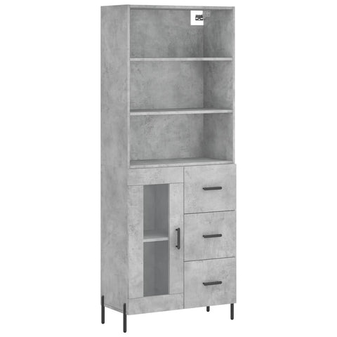 vidaXL Highboard Betongrau 69,5x34x180 cm Holzwerkstoff