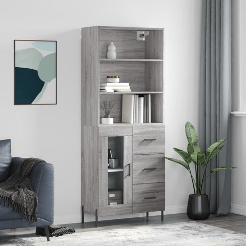 vidaXL Highboard Grau Sonoma 69,5x34x180 cm Holzwerkstoff