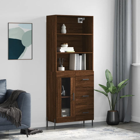 vidaXL Highboard Braun Eichen-Optik 69,5x34x180 cm Holzwerkstoff