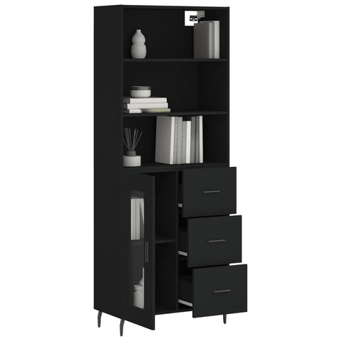 vidaXL Highboard Schwarz 69,5x34x180 cm Holzwerkstoff