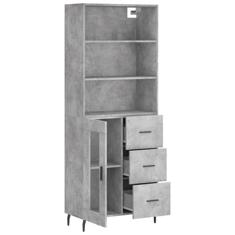 vidaXL Highboard Betongrau 69,5x34x180 cm Holzwerkstoff