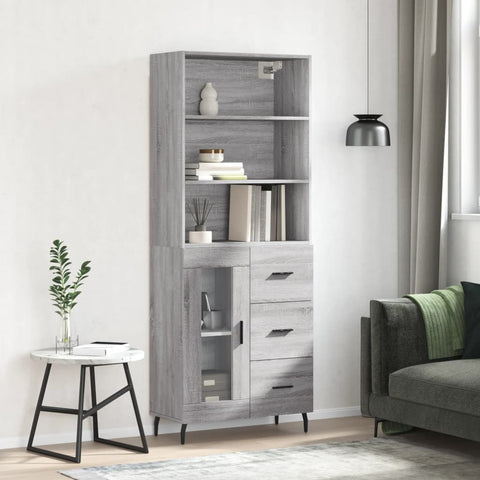 vidaXL Highboard Grau Sonoma 69,5x34x180 cm Holzwerkstoff