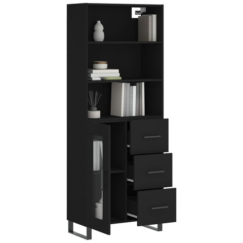 vidaXL Highboard Schwarz 69,5x34x180 cm Holzwerkstoff