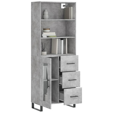 vidaXL Highboard Betongrau 69,5x34x180 cm Holzwerkstoff