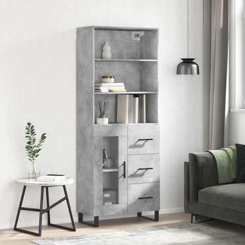 vidaXL Highboard Betongrau 69,5x34x180 cm Holzwerkstoff