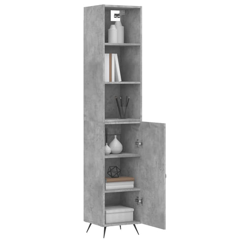 vidaXL Highboard Betongrau 34,5x34x180 cm Holzwerkstoff