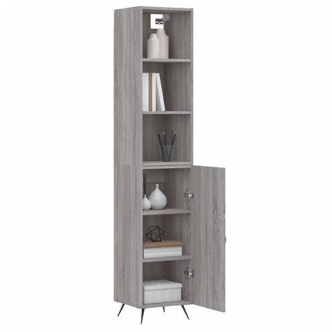 vidaXL Highboard Grau Sonoma 34,5x34x180 cm Holzwerkstoff