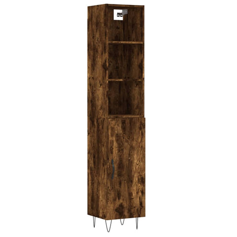 vidaXL Highboard Räuchereiche 34,5x34x180 cm Holzwerkstoff