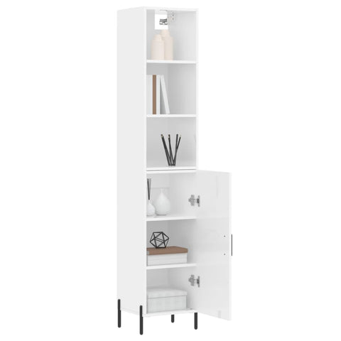 vidaXL Highboard Hochglanz-Weiß 34,5x34x180 cm Holzwerkstoff