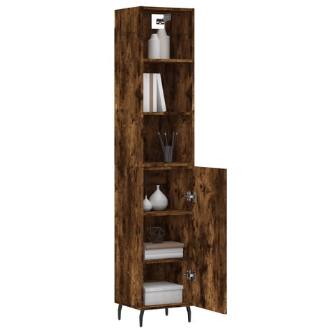 vidaXL Highboard Räuchereiche 34,5x34x180 cm Holzwerkstoff