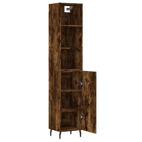 vidaXL Highboard Räuchereiche 34,5x34x180 cm Holzwerkstoff