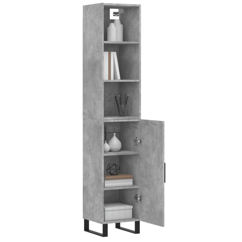 vidaXL Highboard Betongrau 34,5x34x180 cm Holzwerkstoff