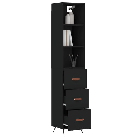 vidaXL Highboard Schwarz 34,5x34x180 cm Holzwerkstoff