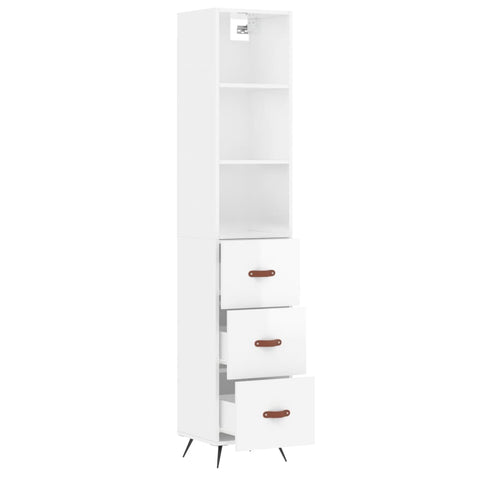 vidaXL Highboard Hochglanz-Weiß 34,5x34x180 cm Holzwerkstoff