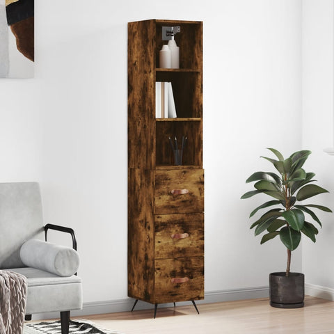 vidaXL Highboard Räuchereiche 34,5x34x180 cm Holzwerkstoff