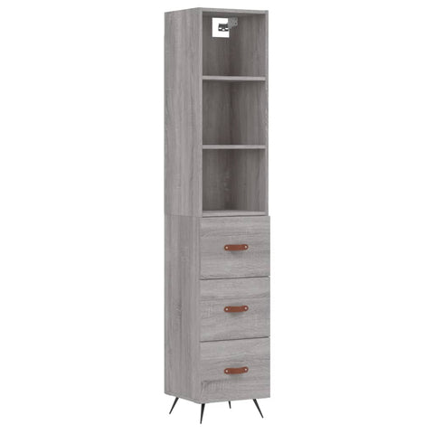 vidaXL Highboard Grau Sonoma 34,5x34x180 cm Holzwerkstoff