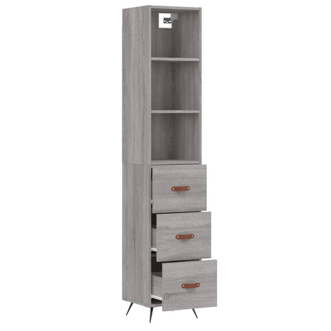 vidaXL Highboard Grau Sonoma 34,5x34x180 cm Holzwerkstoff