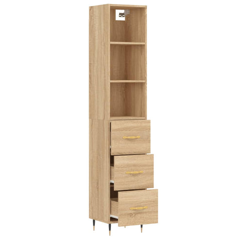 vidaXL Highboard Sonoma-Eiche 34,5x34x180 cm Holzwerkstoff