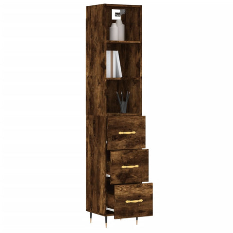 vidaXL Highboard Räuchereiche 34,5x34x180 cm Holzwerkstoff