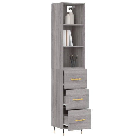 vidaXL Highboard Grau Sonoma 34,5x34x180 cm Holzwerkstoff