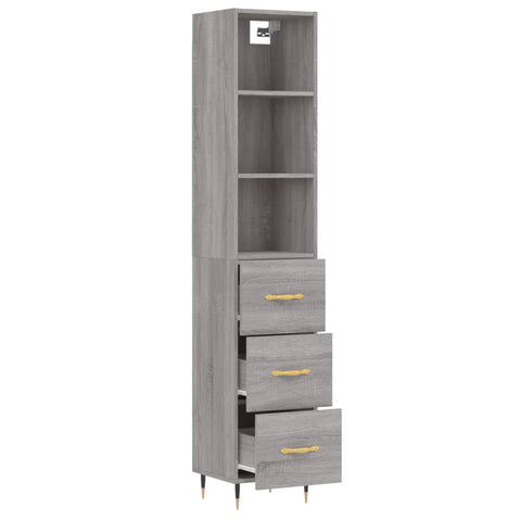 vidaXL Highboard Grau Sonoma 34,5x34x180 cm Holzwerkstoff