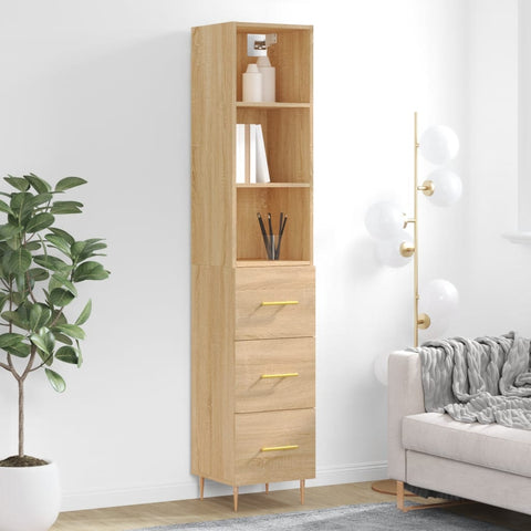 vidaXL Highboard Sonoma-Eiche 34,5x34x180 cm Holzwerkstoff